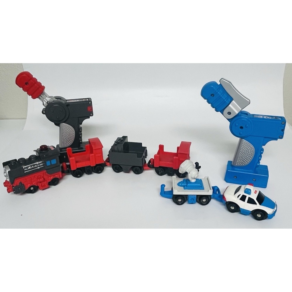 Fisher Price GeoTrax Trains & Remotes Workin' Town Railway & Police Car UNTESTED